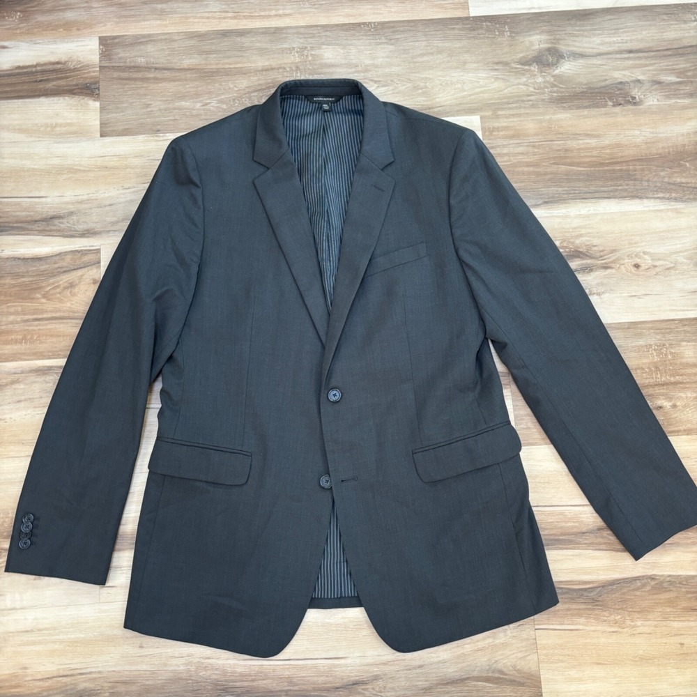 Banana Republic Suit Jacket 42L Standard Fit Marzotto Wool Blazer Charcoal Gray